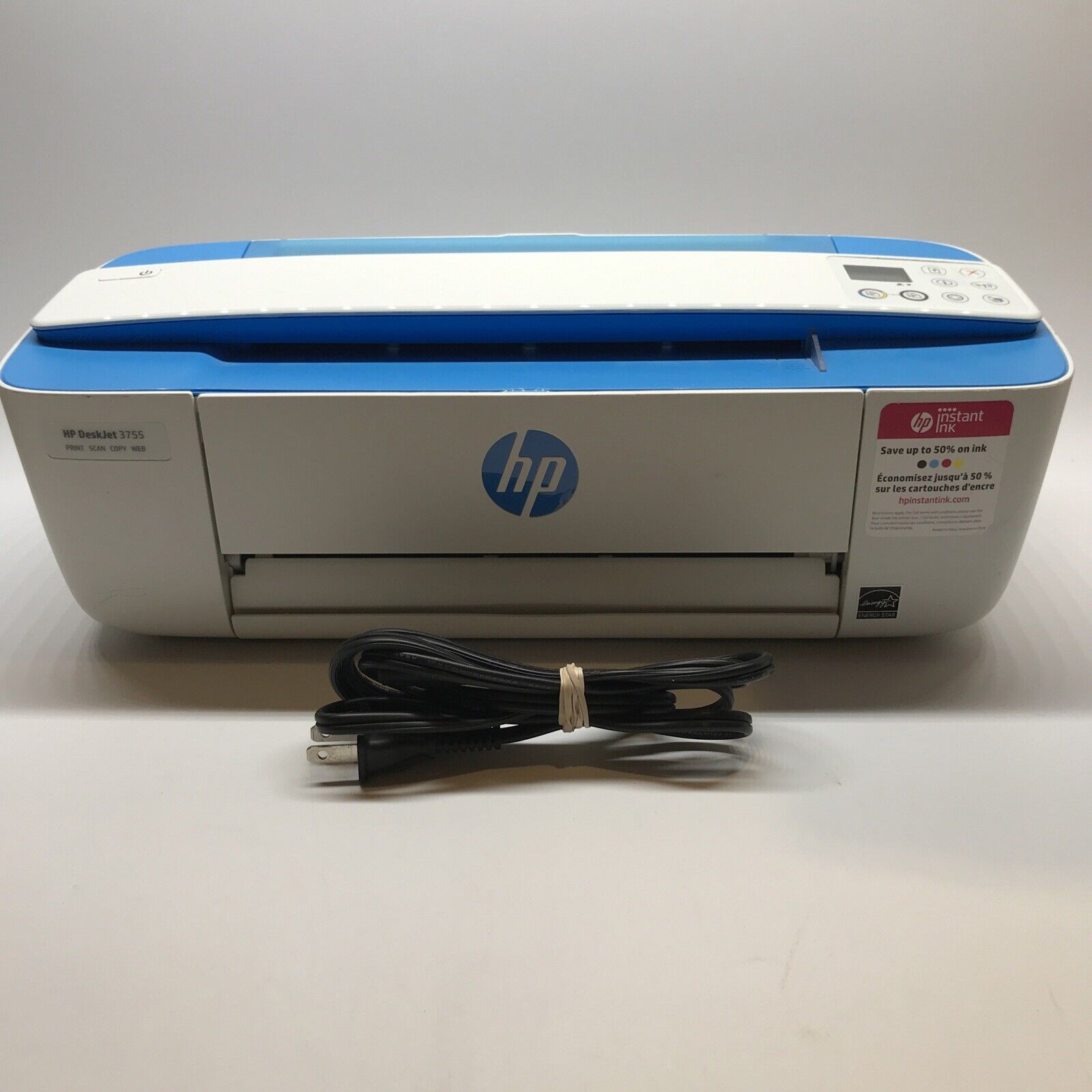 HP DeskJet 3755 Blue All-in-One Copy Printer Minor Sent At Stop Button Works