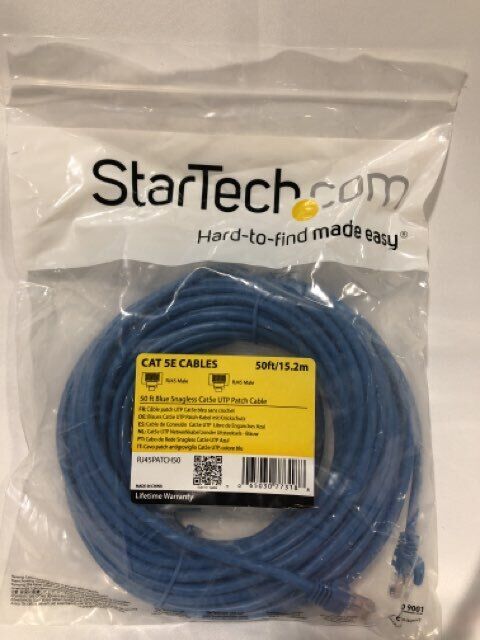 StarTech.com RJ45PATCH50 CAT 5E Cables 50ft. Blue Snagless UTP Patch Cable Blue