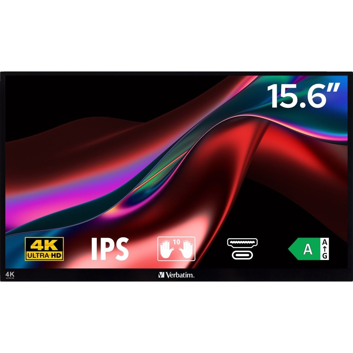 Verbatim 15.6" Portable Touchscreen Monitor 4K UHD IPS USB-C HDMI Metal 32238