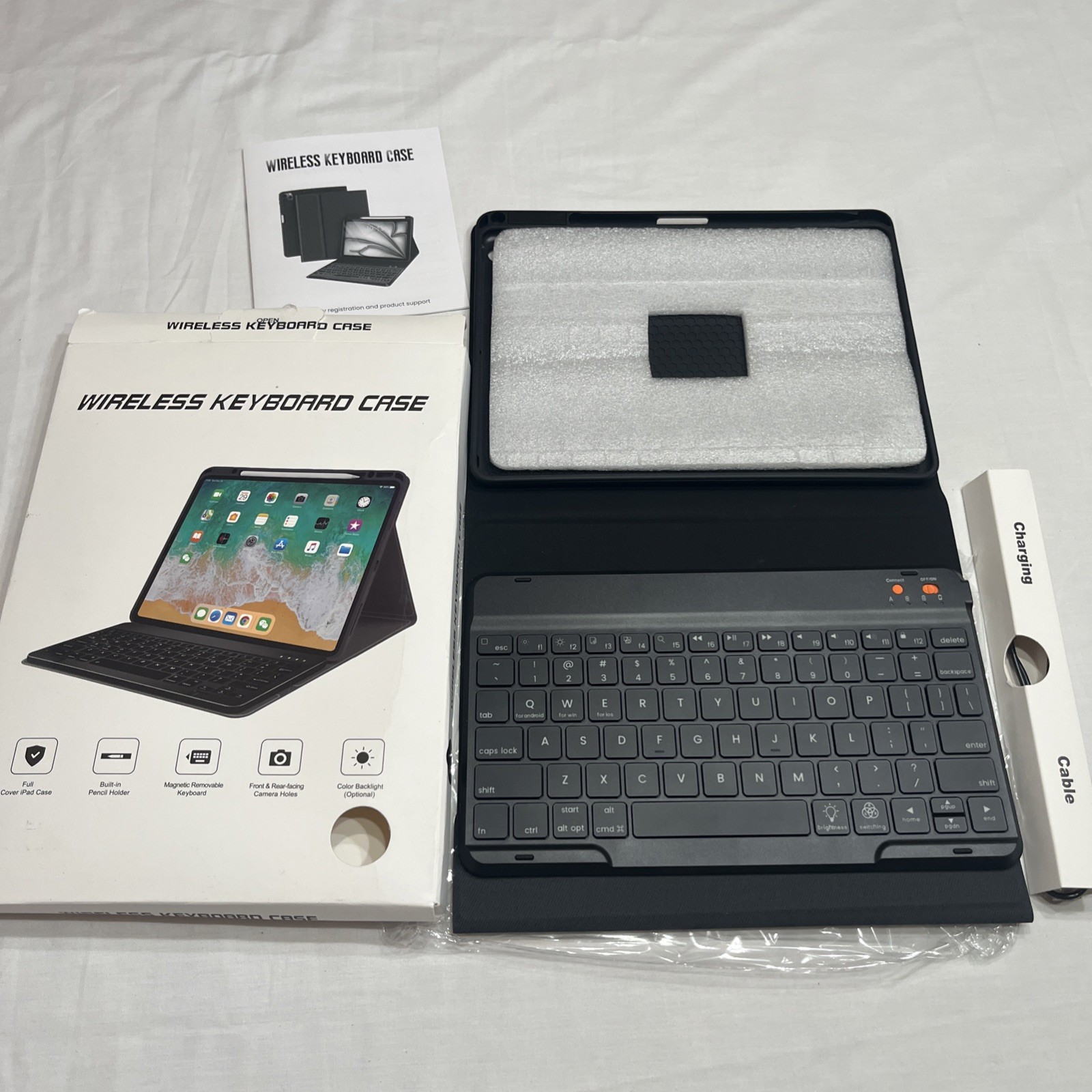 Wireless Keyboard Case Magnetic Removable Keyboard Black Read Description