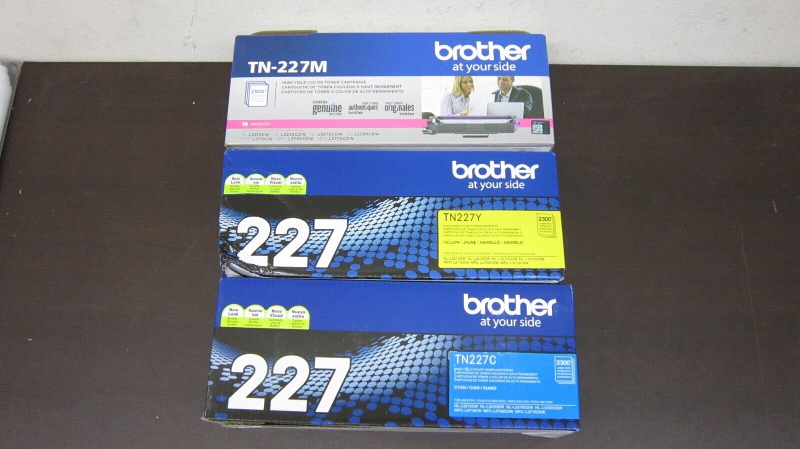 3PK Genuine Brother TN-227 C Y M Toner HL-L3210CW MFC-L3710CW NEW Damaged Box