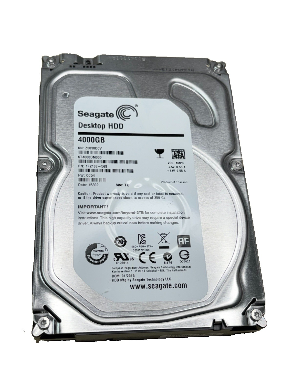 Seagate 3.5" ST4000DM000 4TB SATA III 6Gbps Hard Drive Tested Good Health