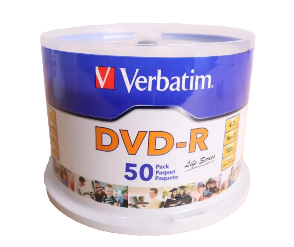 Verbatim Life Series DVD-R Discs SEALED 50 Pack Optical Media 4.7 GB