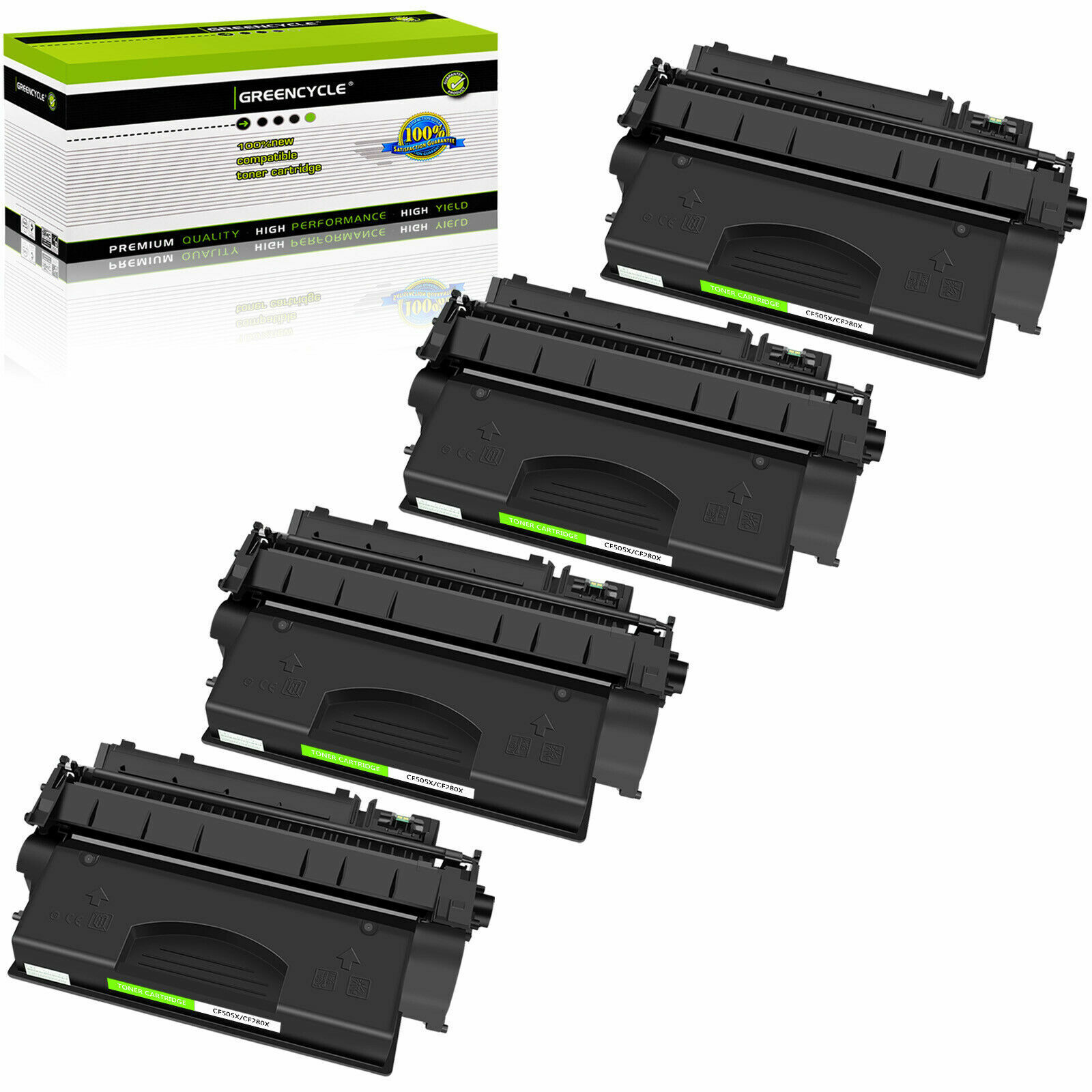 GREENCYCLE 4 PACK CE505X 05X Black Toner Cartridge for HP LaserJet P2050 P2055n 