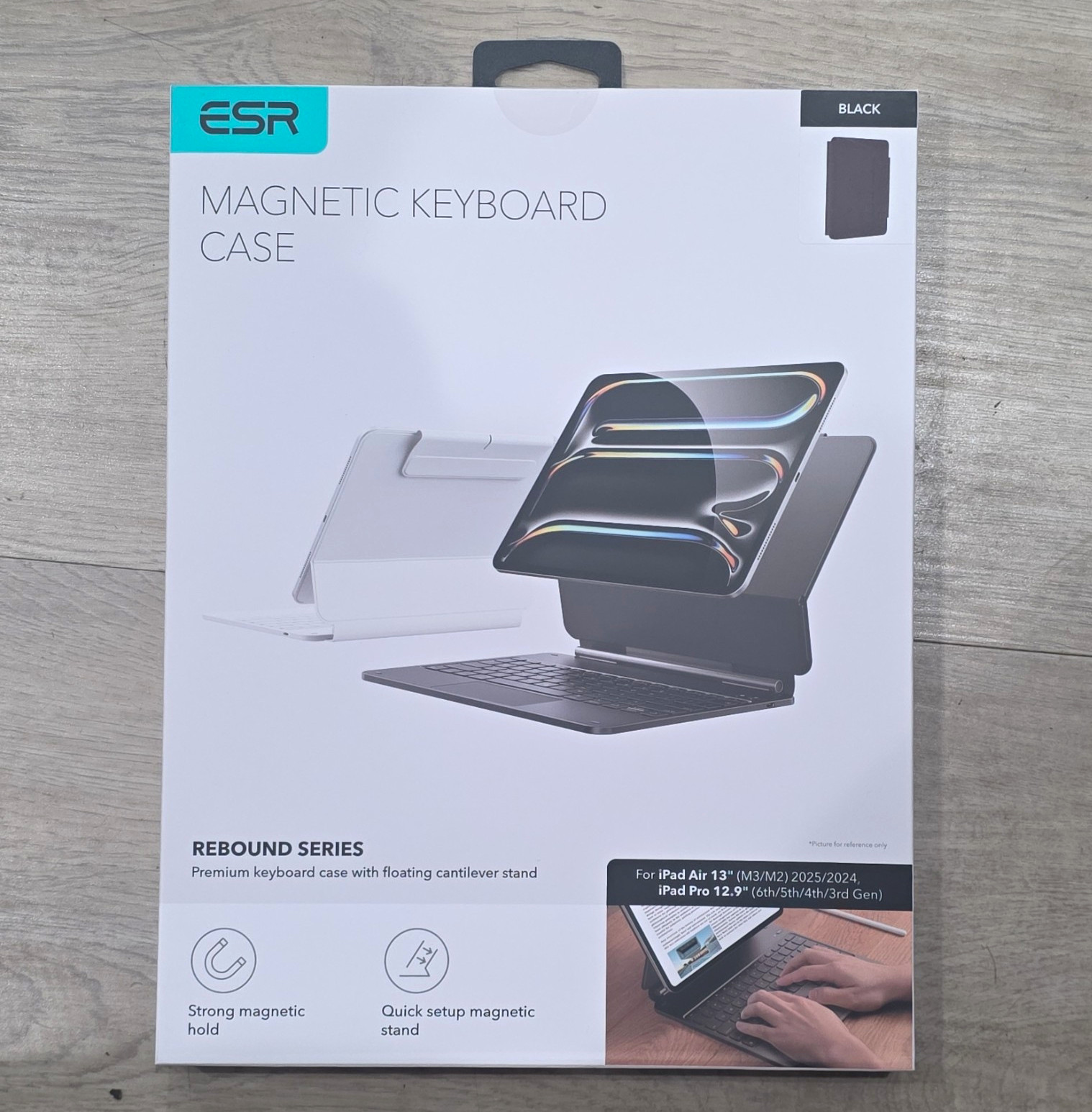 ESR Rebound Magnetic Keyboard Folio Case Black iPad Air 13 M3/M2 Pro 12.9