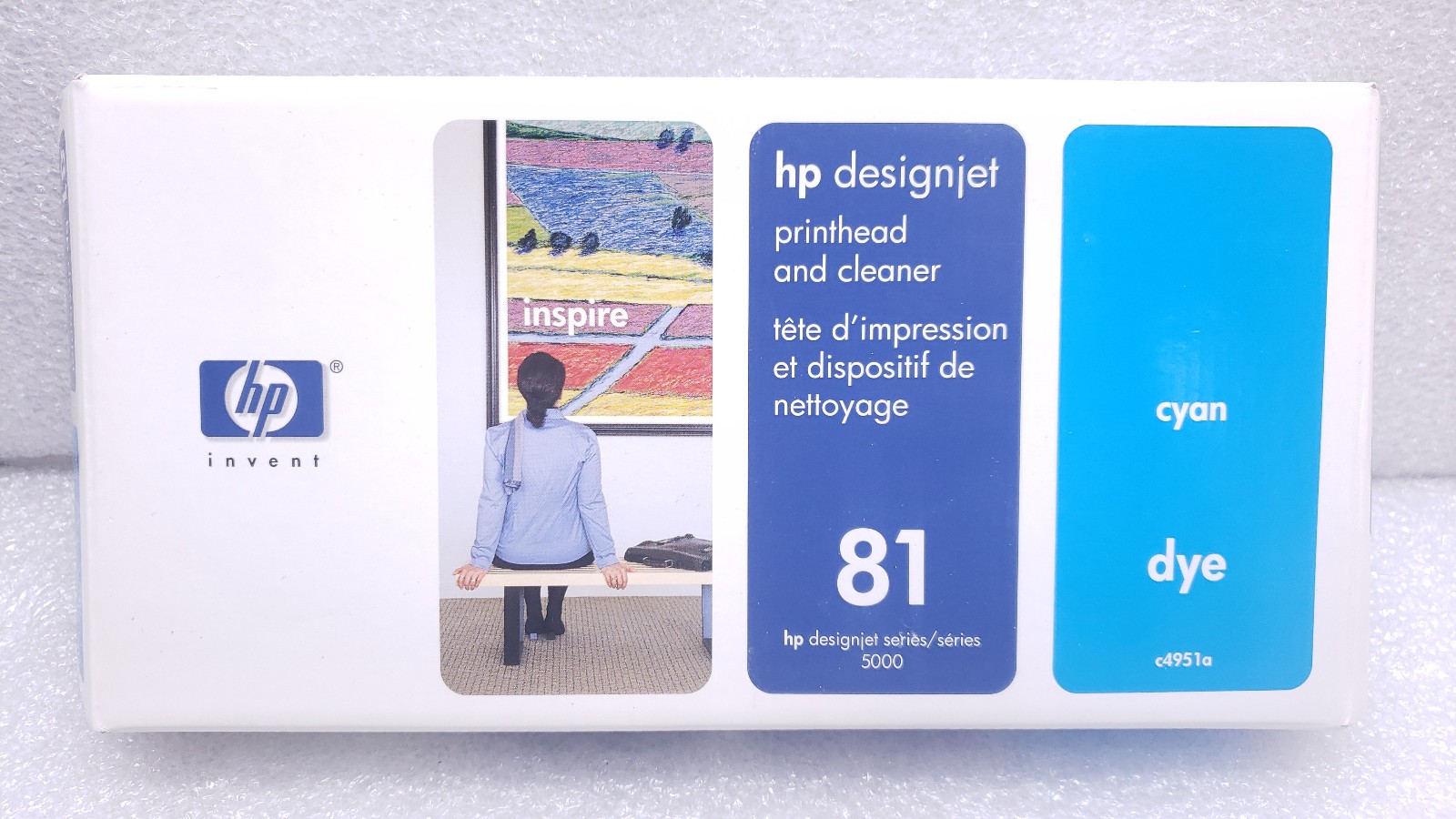 HP 81 Cyan Printhead & Cleaner C4951A DesignJet 5000 5000ps 5500 5500mfp #99
