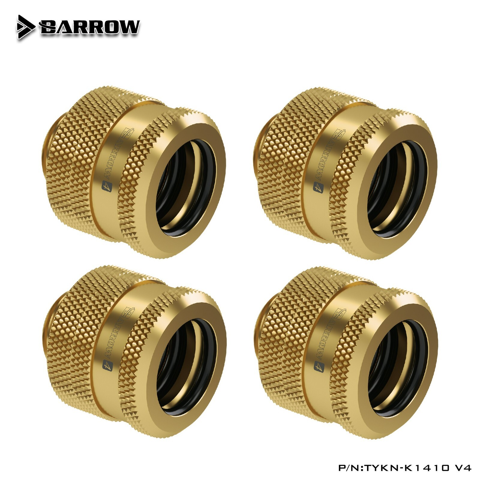 4 Pcs Barrow G1/4" to 14mm Hard Tubing Compression Fitting TYKN-K1410 V4 Gold