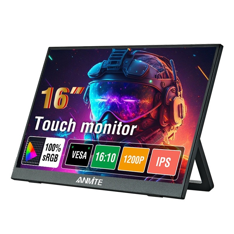 ANMITE 16 Inch Portable Monitor Touchscreen IPS HDMI Computer Display Screen USB