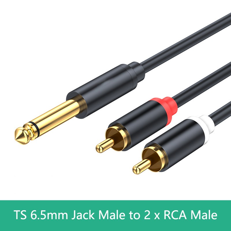 6.35mm Jack to 2 x RCA Phono Male Plugs Audio Cable Lead 0.5m 1m 1.5m 3m 5m 10m