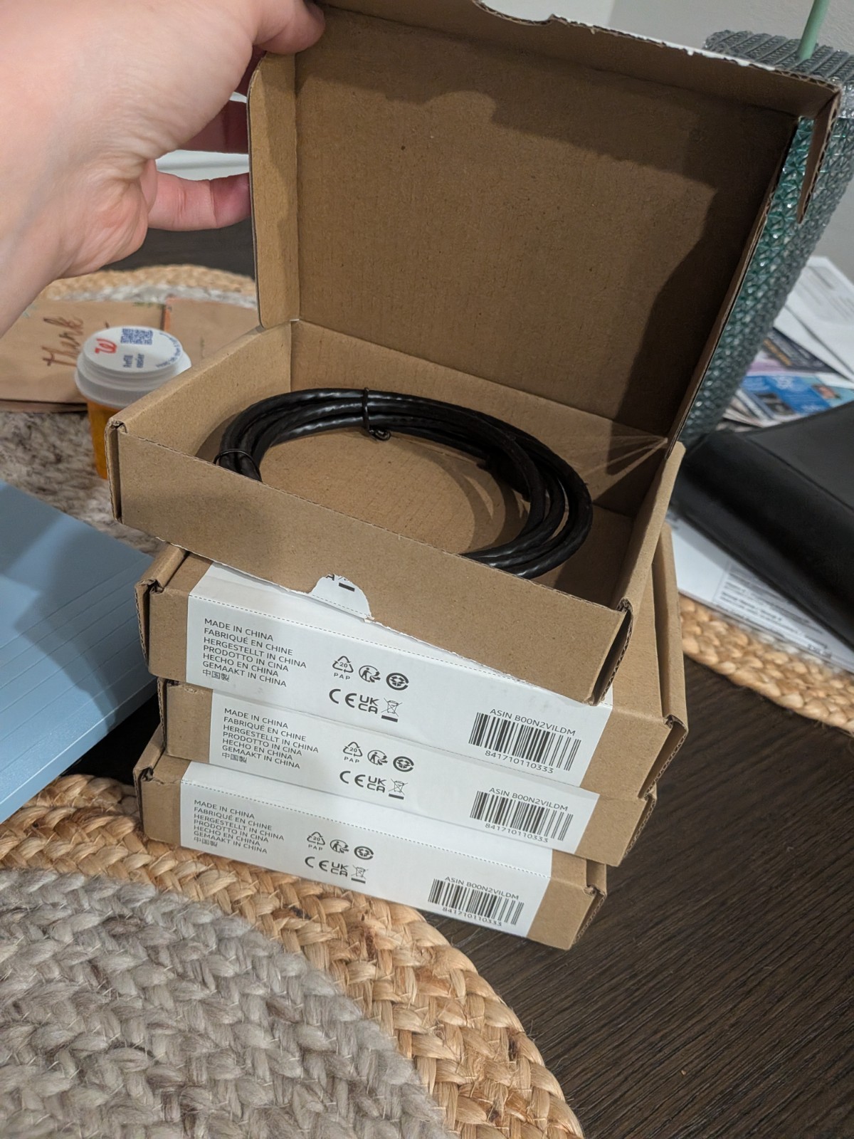 Lot of 4 Amazon Basics Cat-6 Ethernet Patch Cables (3 Sealed, 1 Open Box) - 5ft