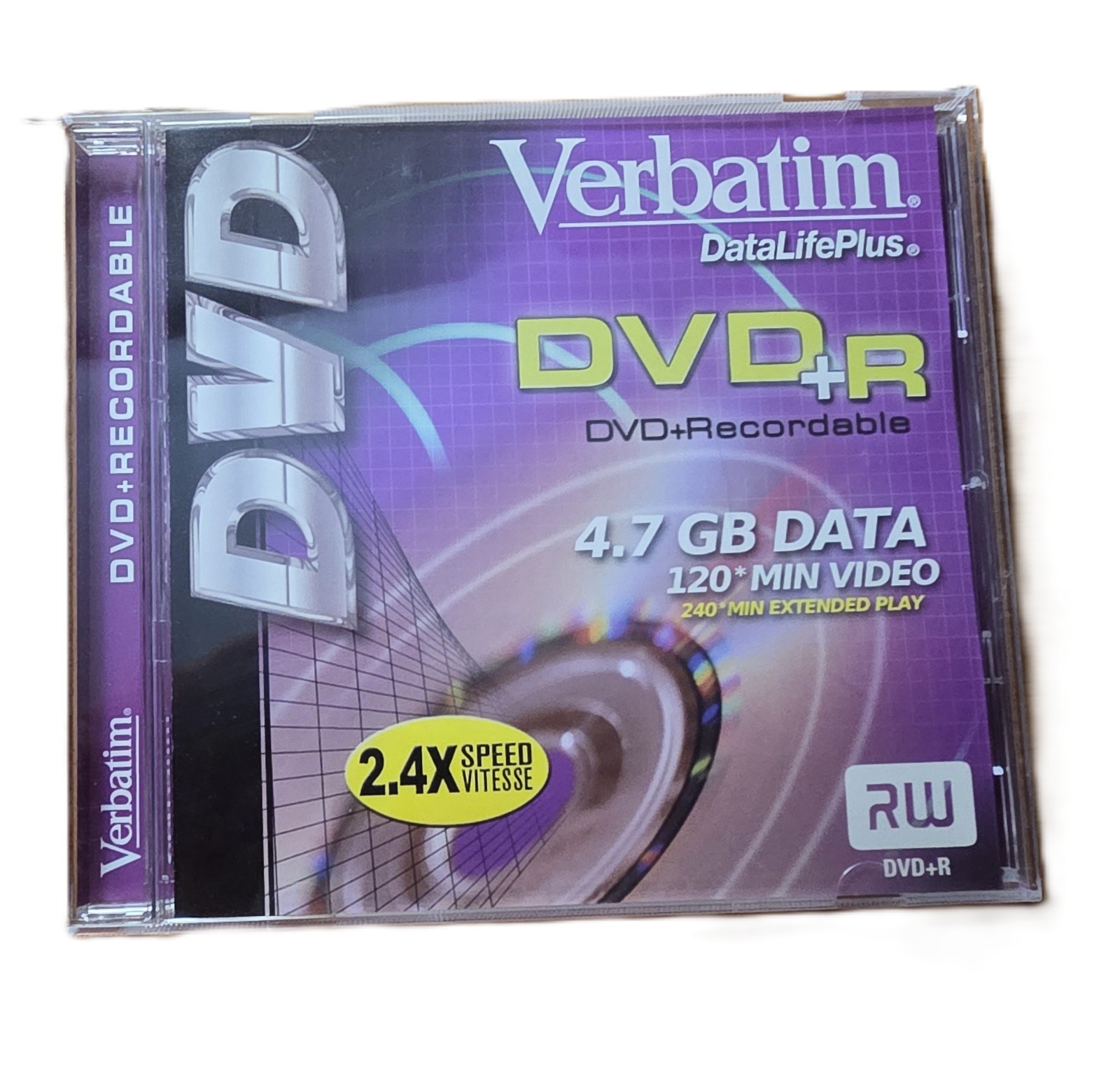 1 Disc Verbatim DVD+R 120 min 4.7GB 16X Recordable Blank Media New Sealed