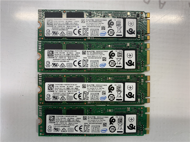 Lot of 4  Intel  SSDSCKKF256G8  SATA  256GB M.2 SSD