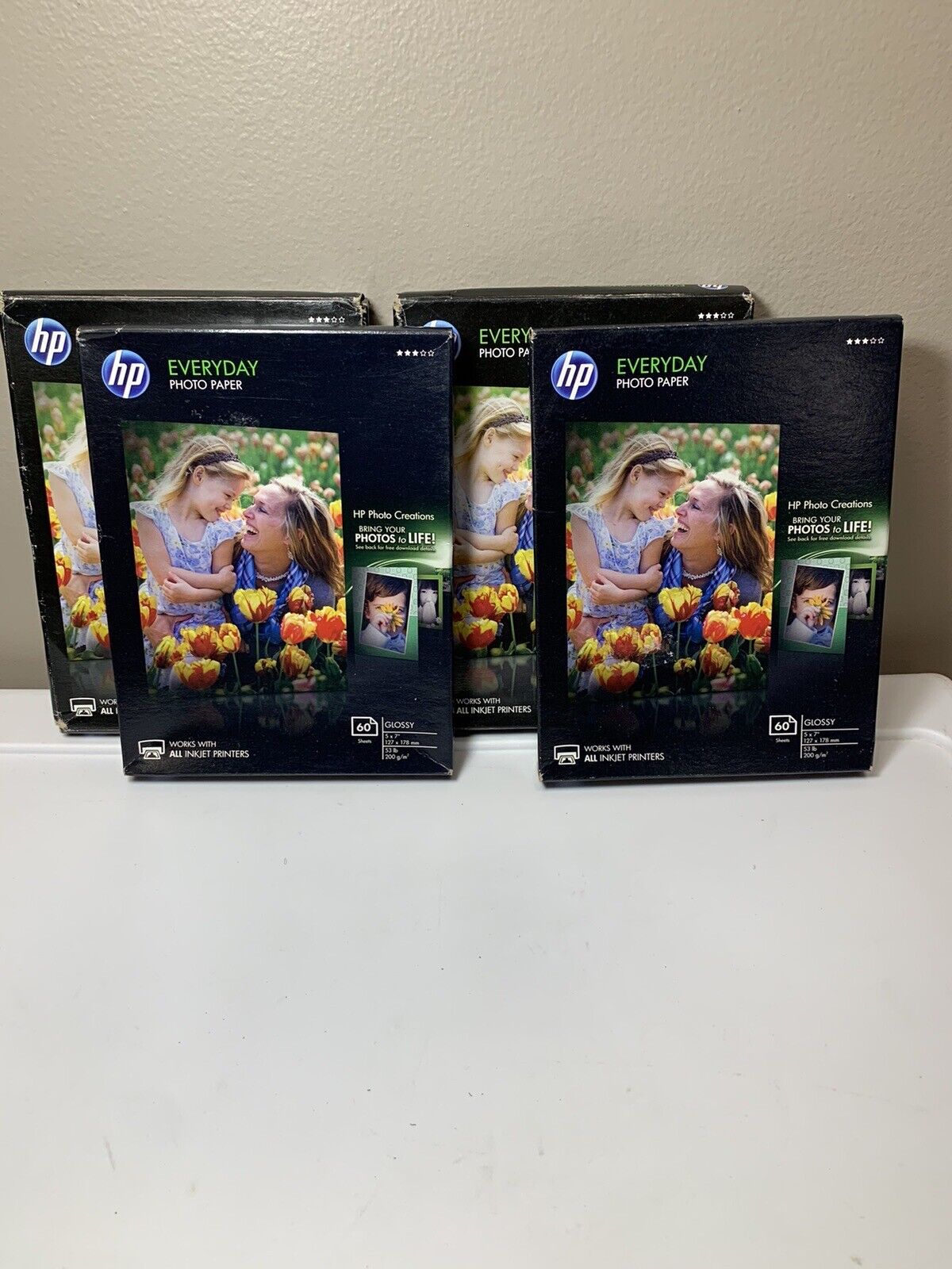 HP Genuine Everyday Photo Paper (60 Sheets per pkg) 5x7 Glossy CH097A Lot Of 4