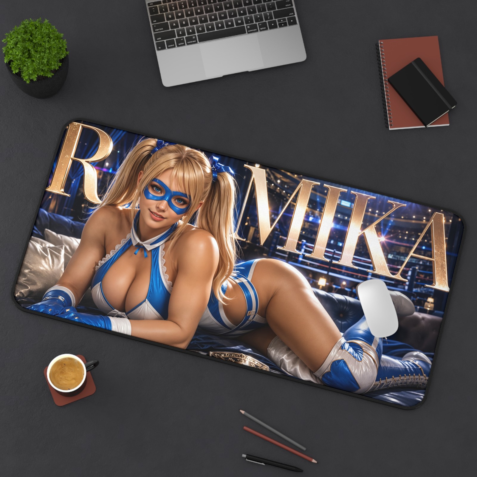 Street Fighter R. Mika Mouse Pad, Extended Gaming Desk Mat, XXL Pad