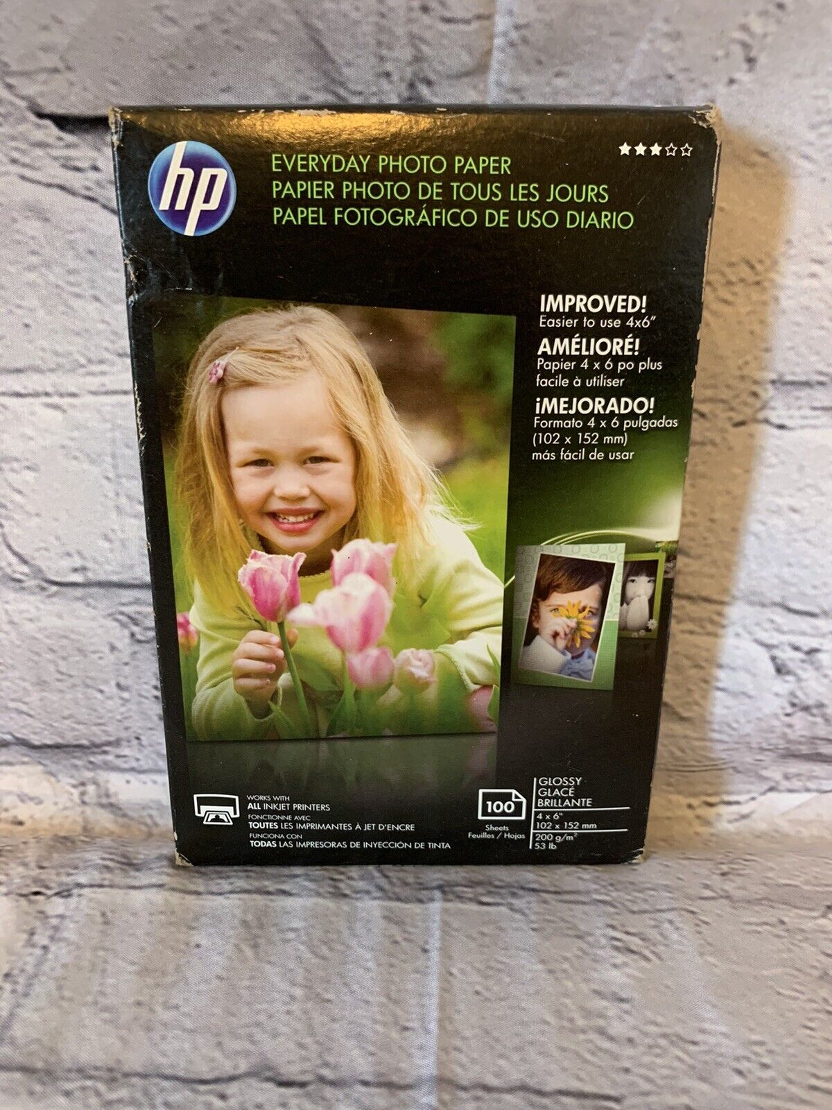 HP Genuine Everyday Photo Paper 100 Sheets 4x6 Glossy Sealed-NEW IN BOX.