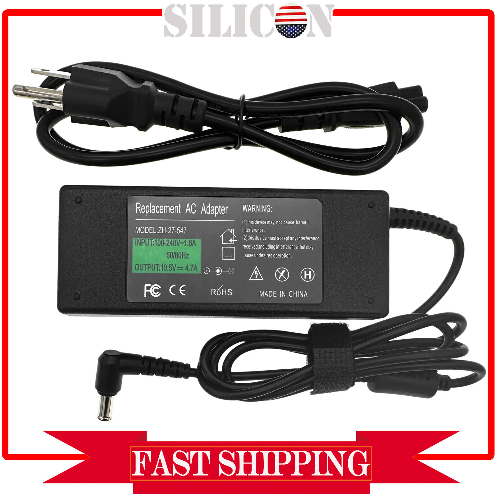 AC Adapter For LG 29WN600-W 34WN650-W 24GQ50F-B Monitor Power Supply Cable Cord