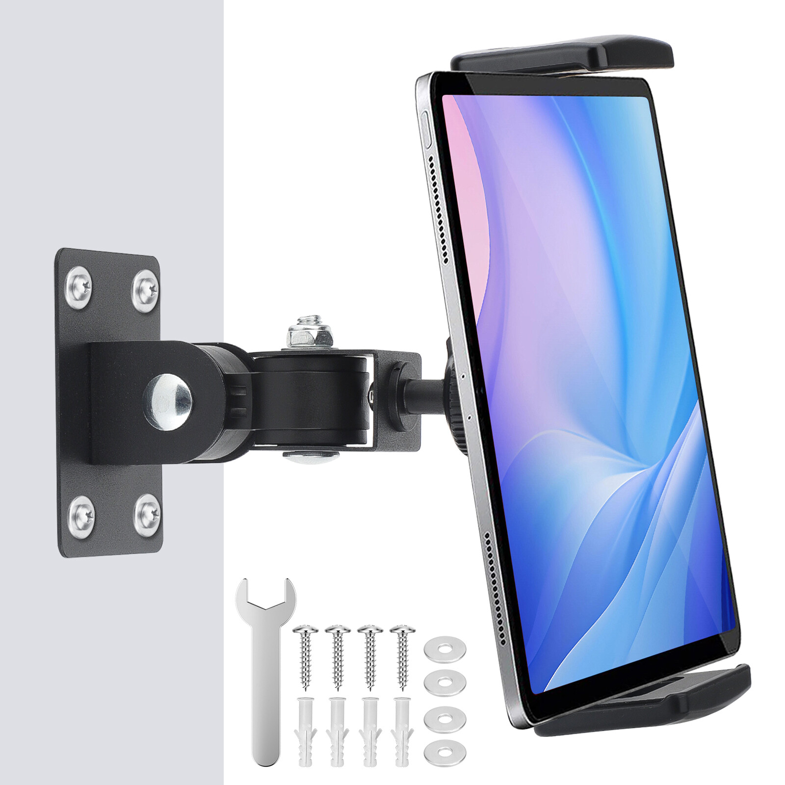 iPad Wall Mount 360° Rotating Tablet Wall Mount Metal Holder for Kitchen Car