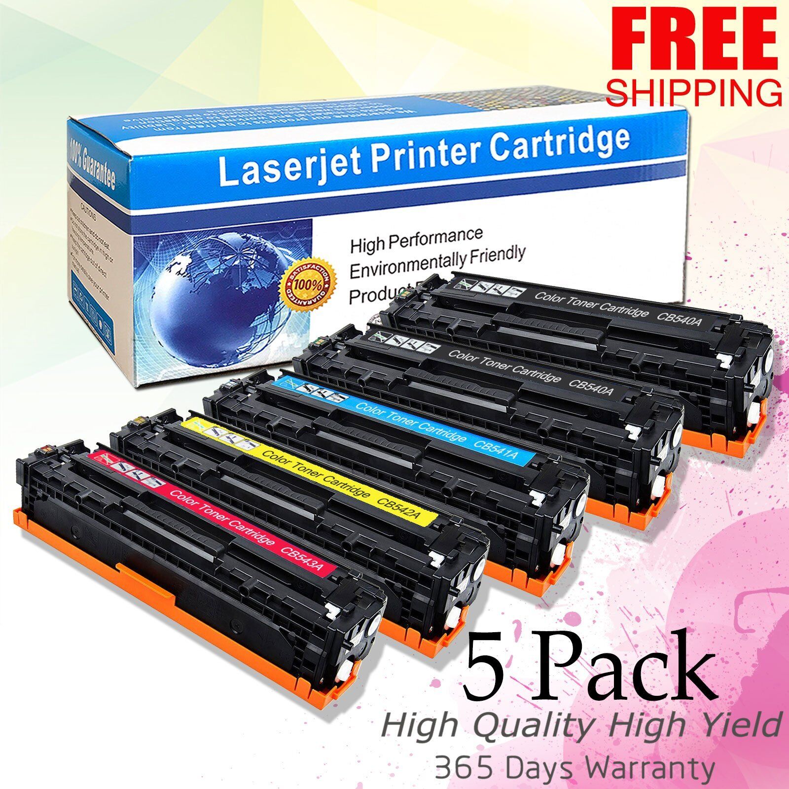5PK Color Toner For HP CB540A 125A LaserJet CM1312nfi CP1215 CP1518ni Printer
