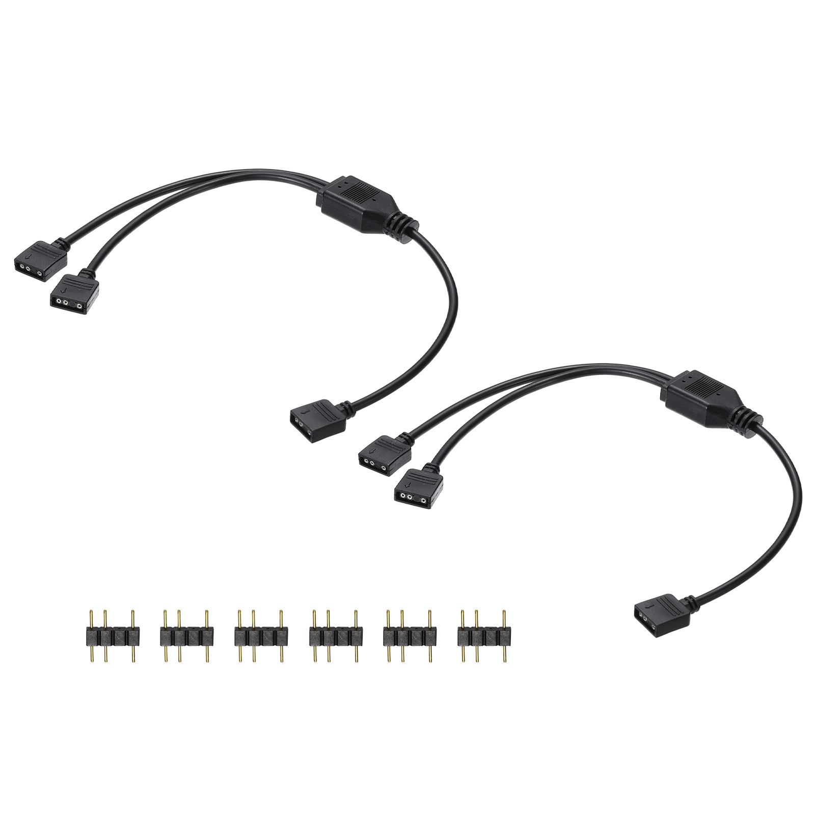 2 Pcs ARGB Splitter Cable, 5V 12" 3 Pin 1 to 2 Female to Female, Black