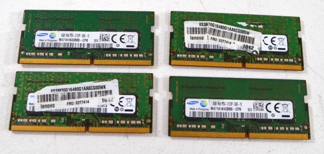 Lot 4x Samsung 8GB DDR4 PC4-2133P 1Rx8 SODIMM Laptop Memory RAM M471A1K43BB0-CPB