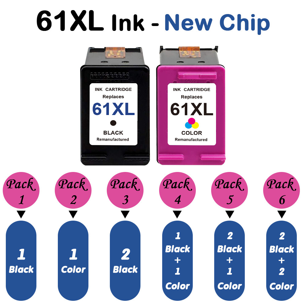 Ink Cartridge Black Color For HP 74XL HP 61XL HP 63XL HP 65XL - New Chip