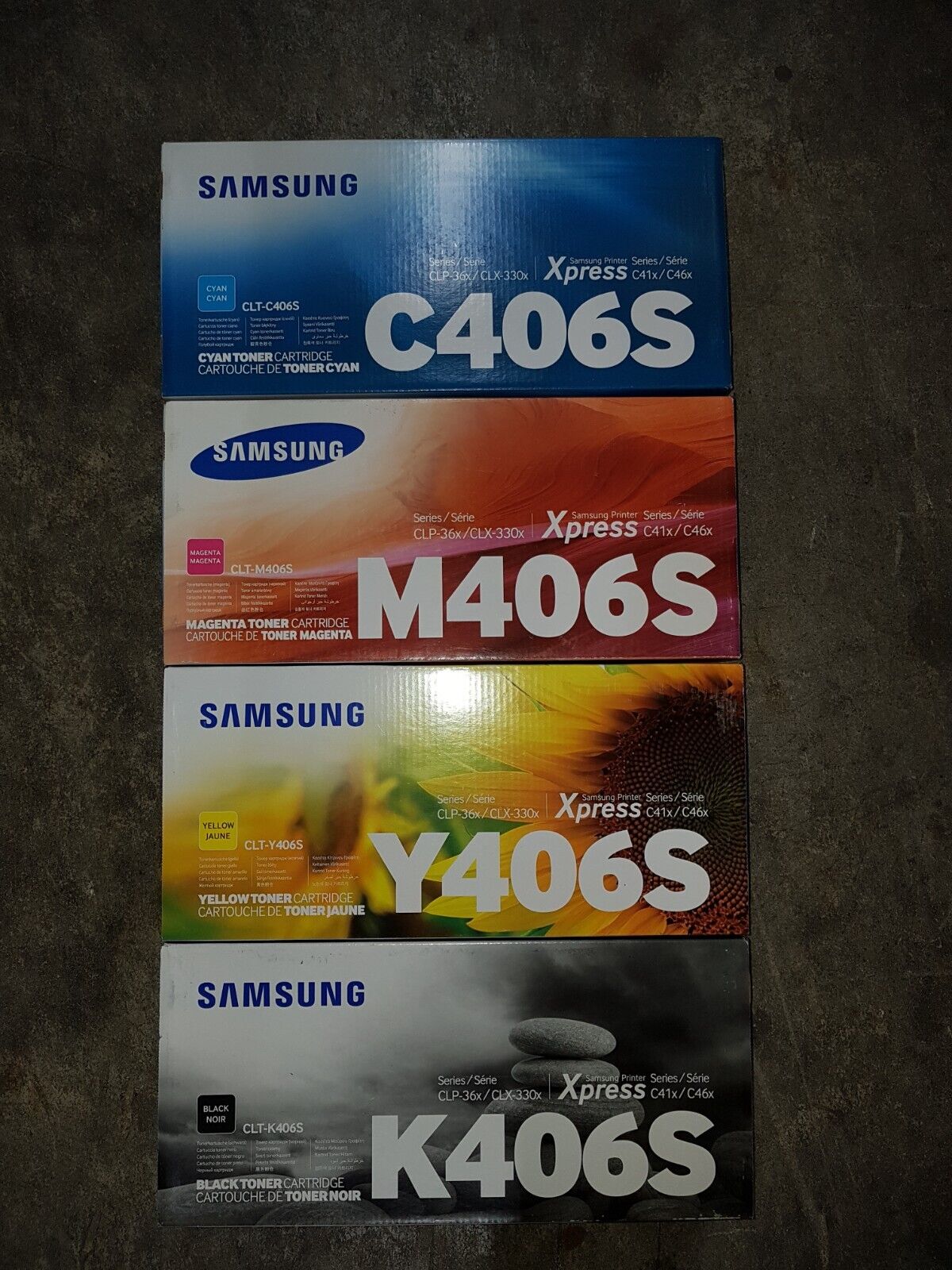 Genuine Set of 4 Samsung CLTC406S CLTM406S CLTY406S CLTK406S CMYK Toners BNIB