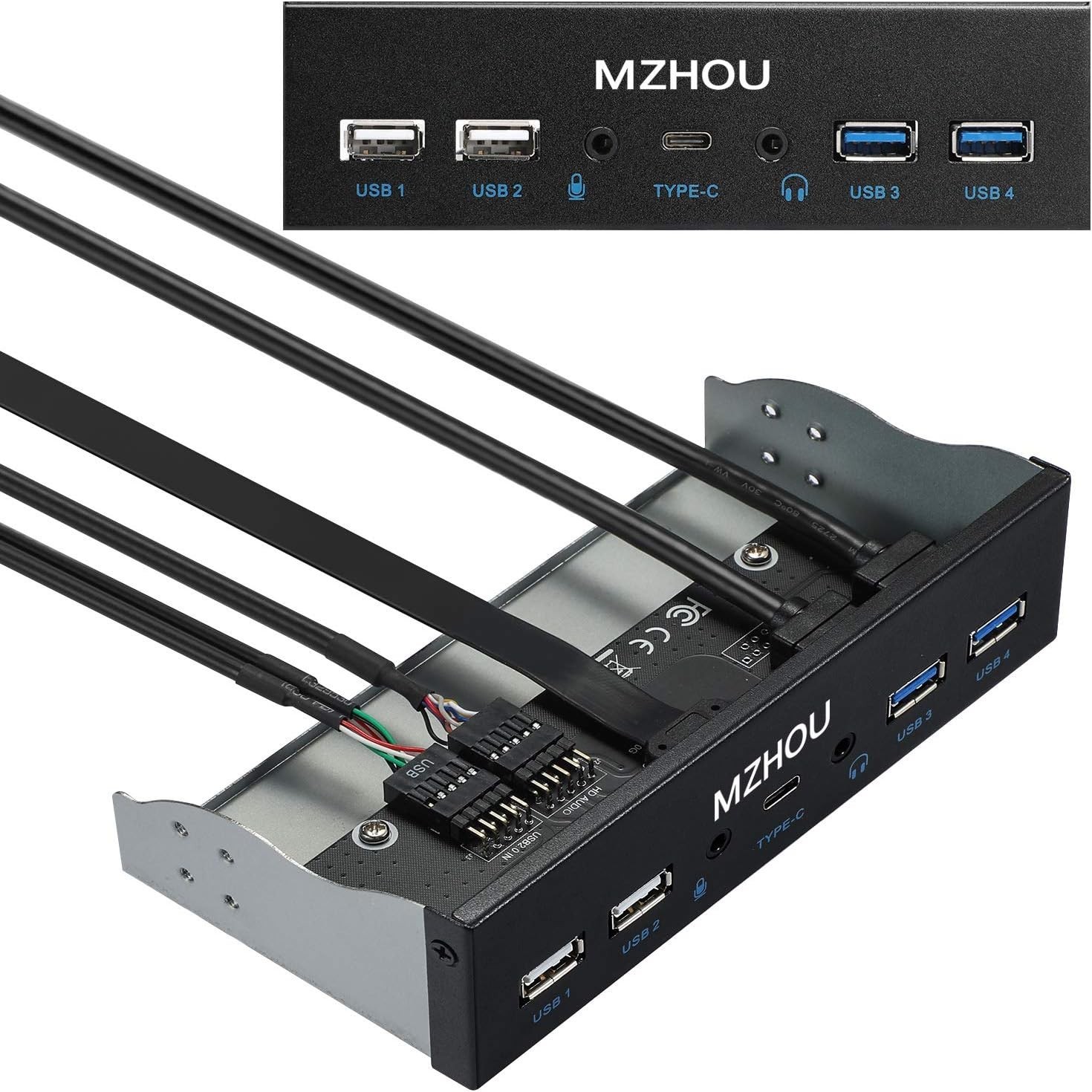 USB2.0 + 3.0 Metal Front, 5.25 inch 19Pin Front Panel Adapter, 4 USB 3.0 Port...