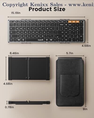 ProtoArc Backlit Foldable Keyboard, XK01 Plus Folding Portable Bluetooth Keyb...