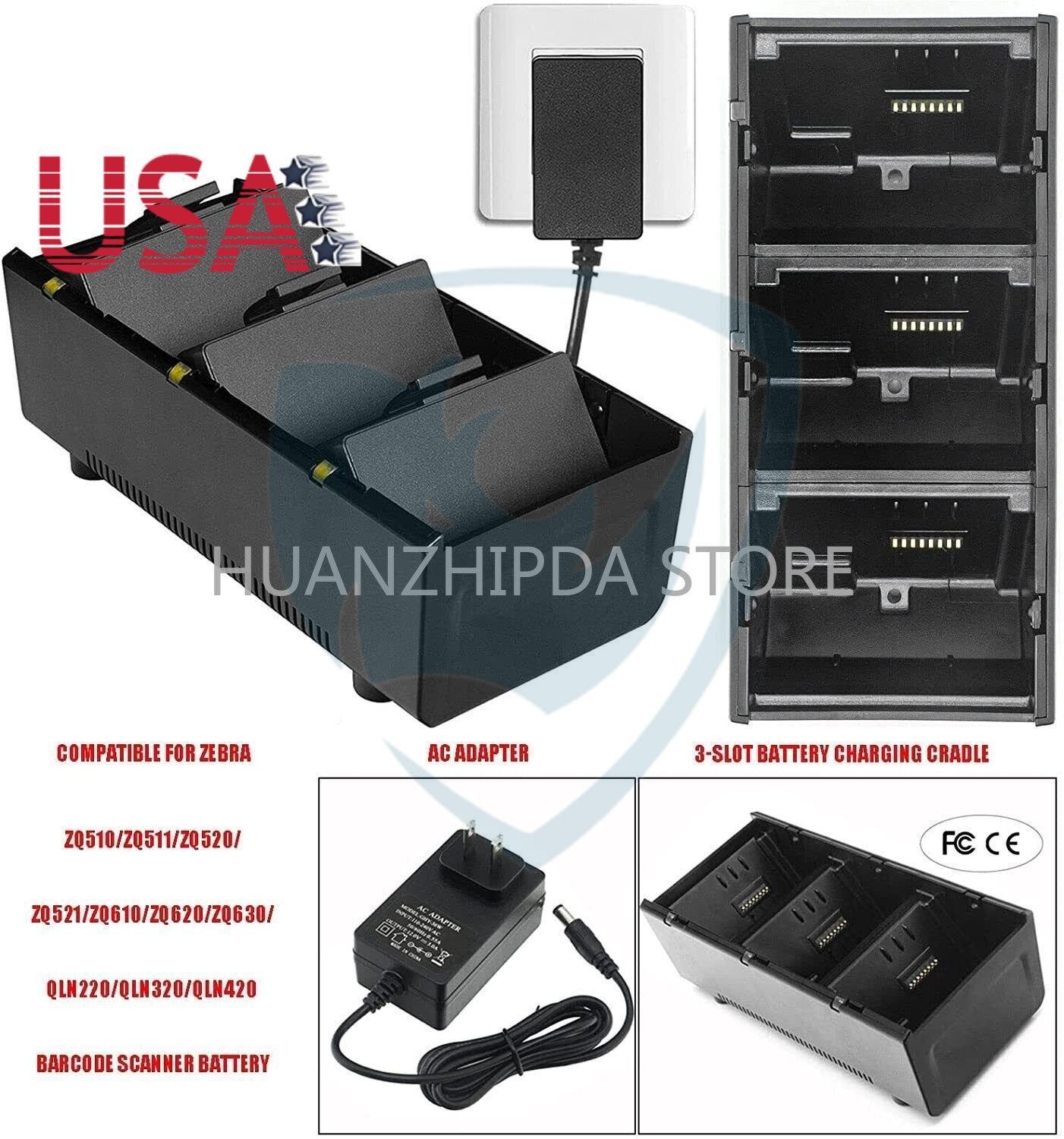 3Slot Battery Charging Cradle for Zebra ZQ610 ZQ620 ZQ630 QLN220 QLN320 QLN420