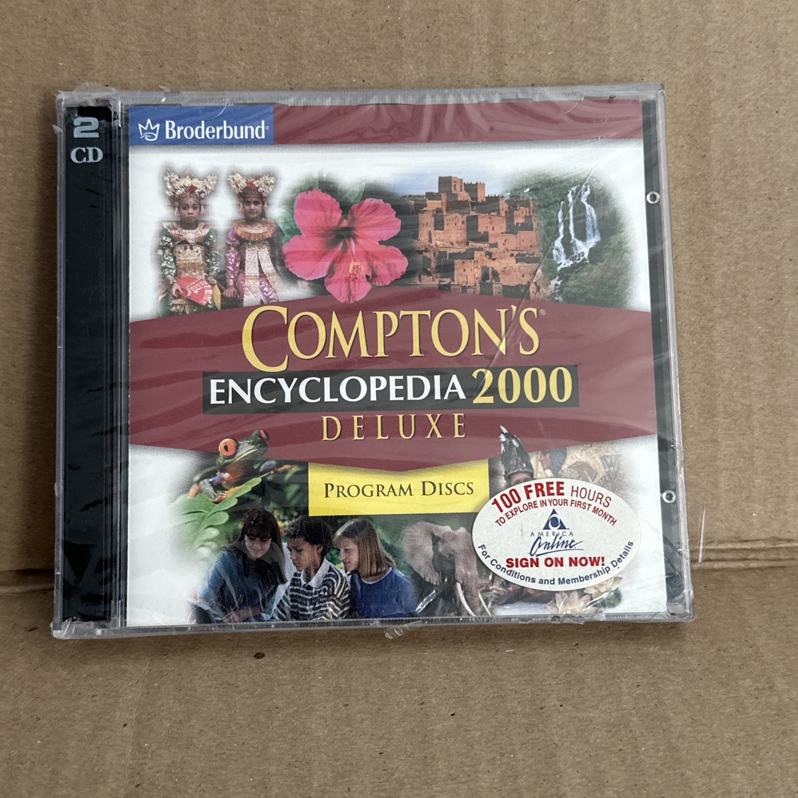 NEW Compton's Encyclopedia 2000 Deluxe PC, Program Windows 2 Disc Set Broderbund