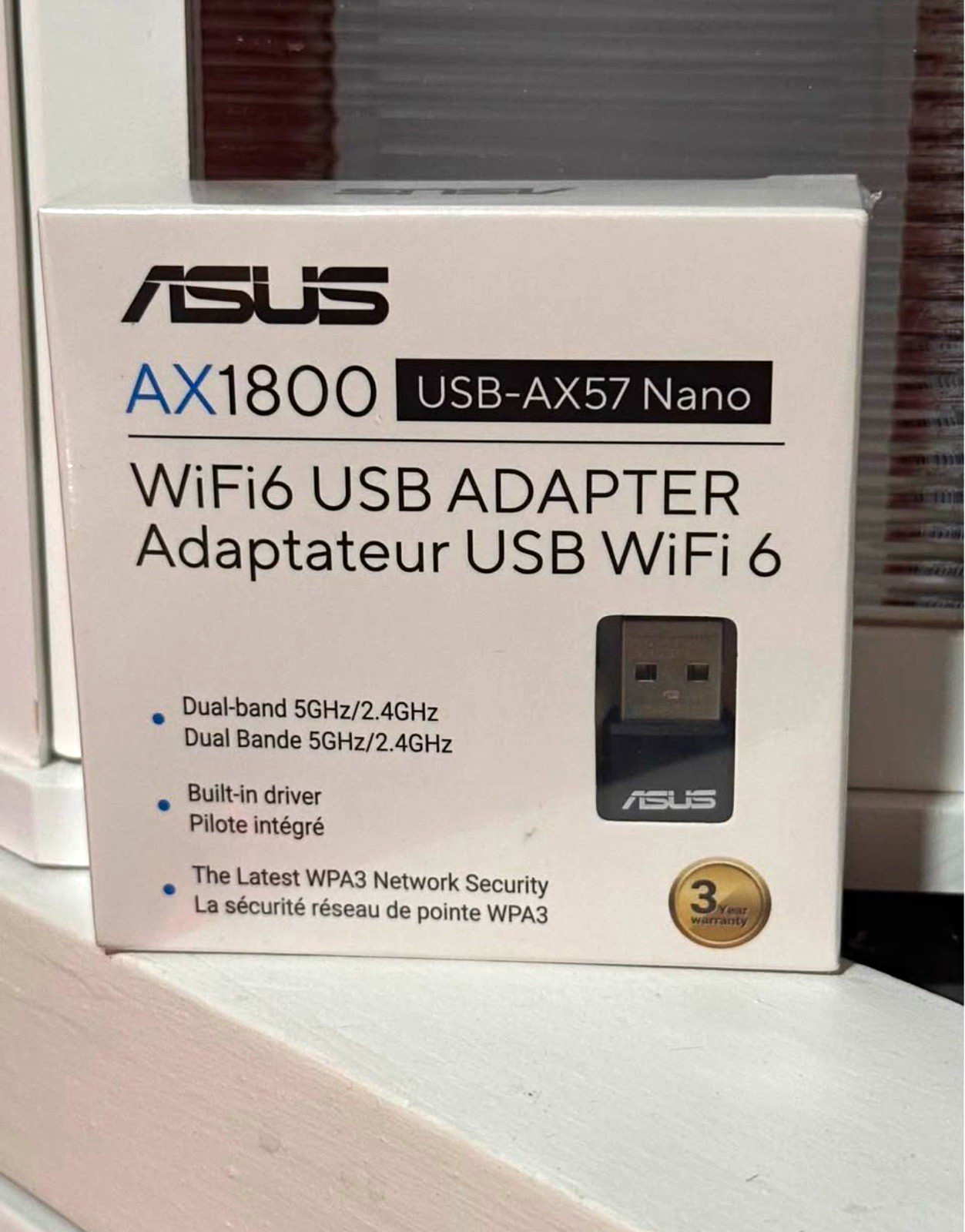 ASUS USB-AX57 Nano WiFi 6 AX1800 USB Adapter Dual-Band WPA3 Built-in