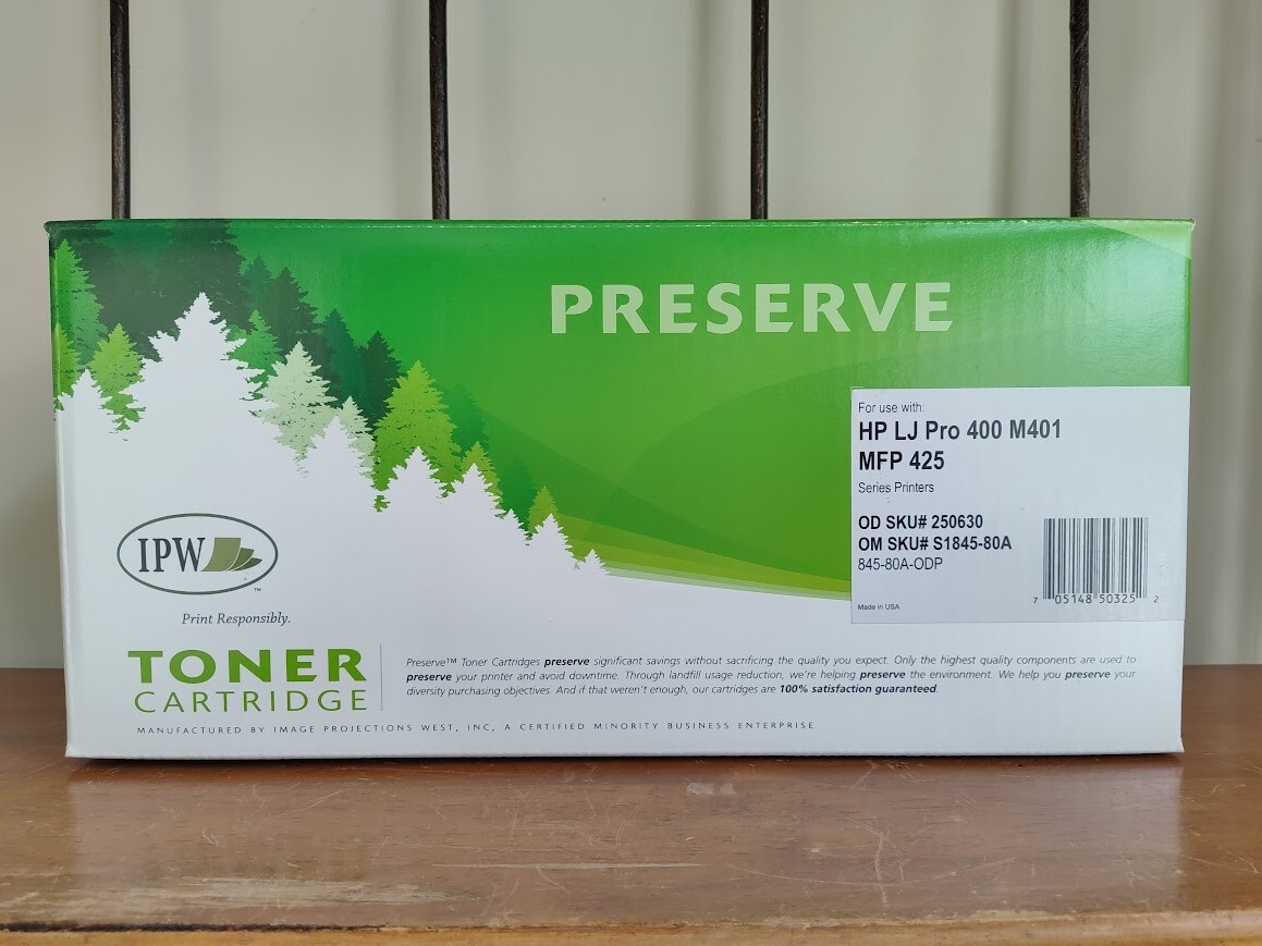 IPW Preserve 845-80A-ODP (HP 80A / CF280A) Generic Black Toner Cartridge