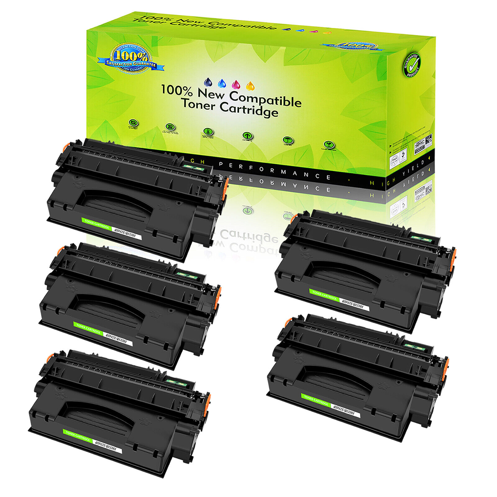 5x Hi-Yield Q1338A Toner Cartridge for HP LaserJet 4250 4250dtn 4250dtnsl 4250n