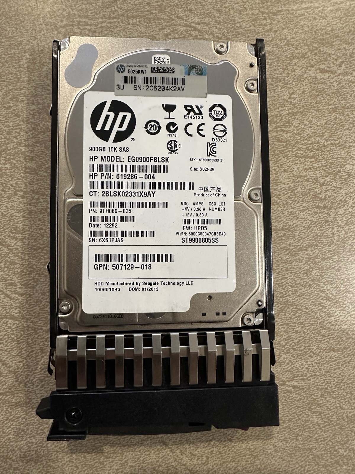 EG0900FBLSK    HPE 900GB SAS 6G 10K SFF SC HDD