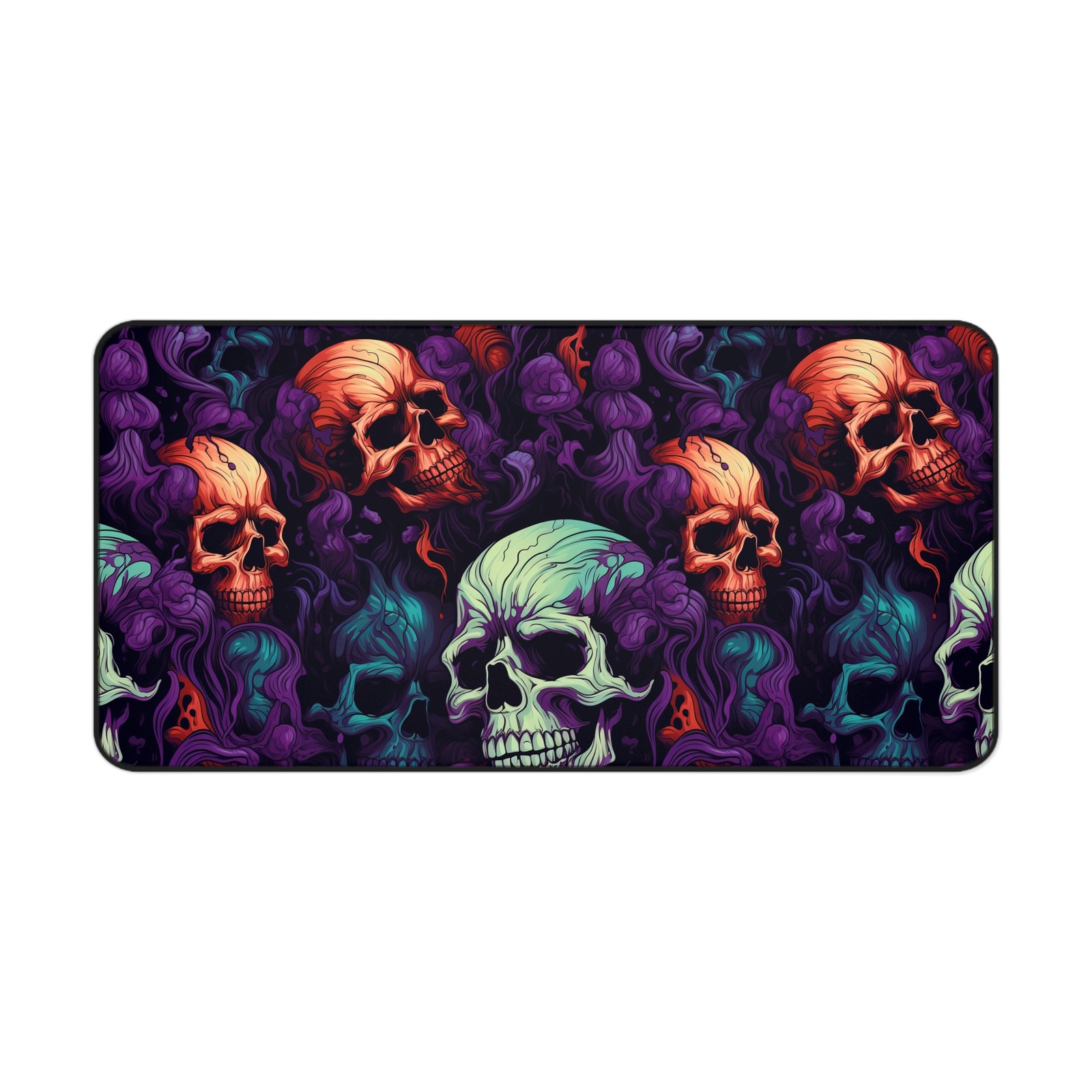 Colorful Skull Pattern Desk Mat | Gothic Gaming Mousepad | Neon Keyboard Mat