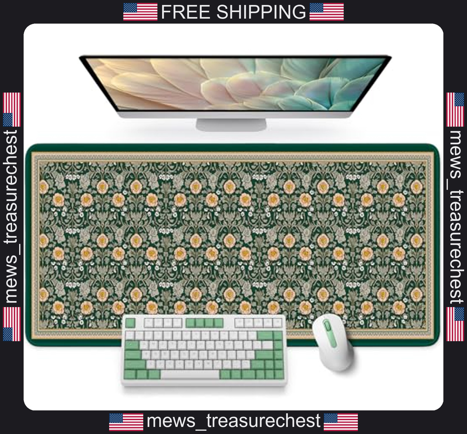 Extended Desk Mat 31.5x11.8 inches for Keyboard and Mouse, Non-Slip Rubber Base