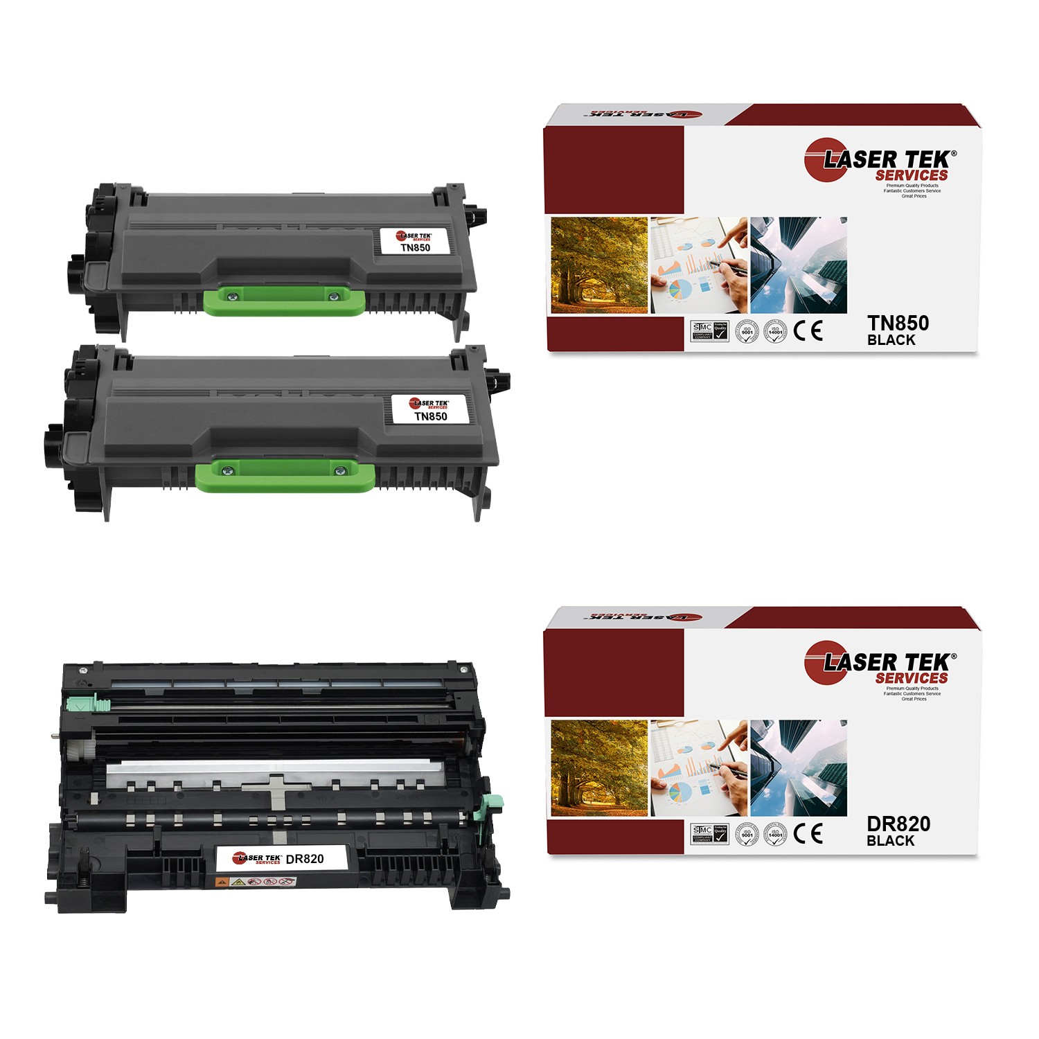 3Pk LTS TN-850 DR-820 Compatible for Brother HLL5000D L5100DN Toner and Drum