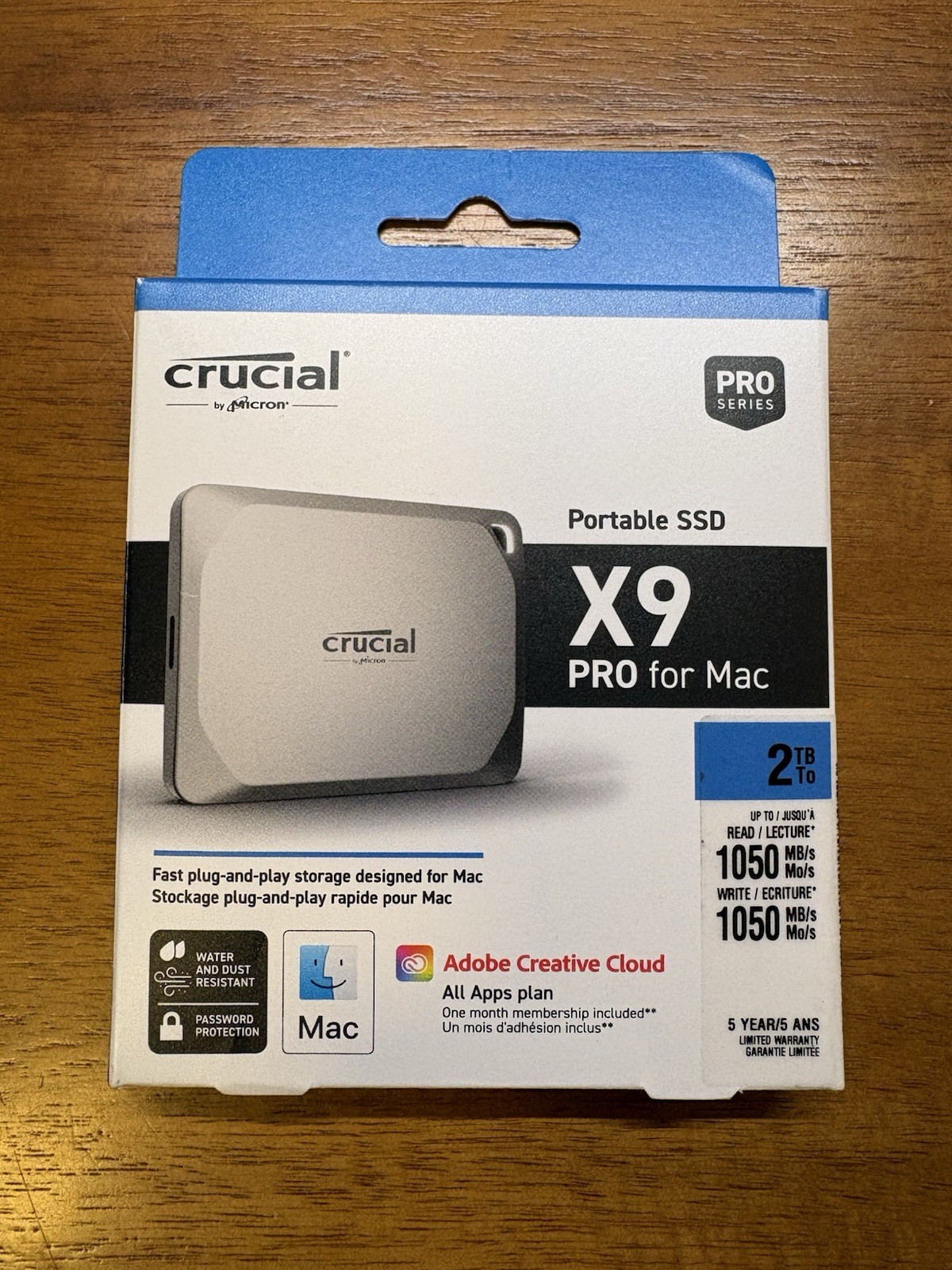 Crucial X9 Pro 2TB USB-C Portable External SSD 100% Health (CT2000X9PROMACSSD9B)