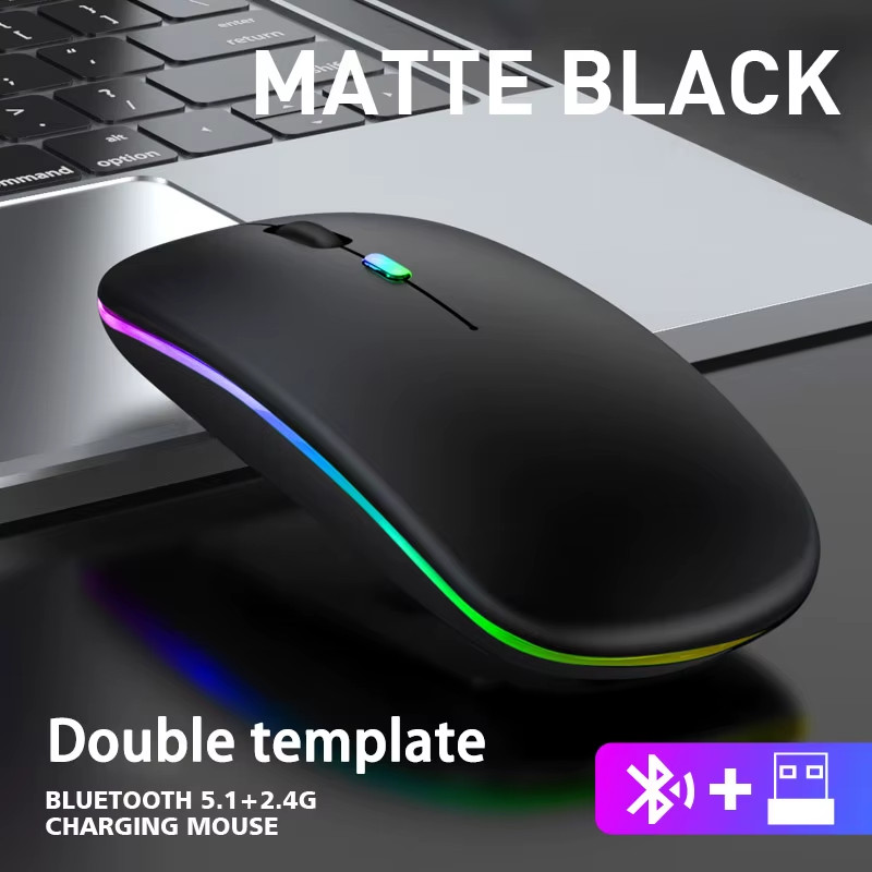 2.4GHz Wireless Optical Mouse USB Rechargeable RGB Cordless Mice For PC Laptop