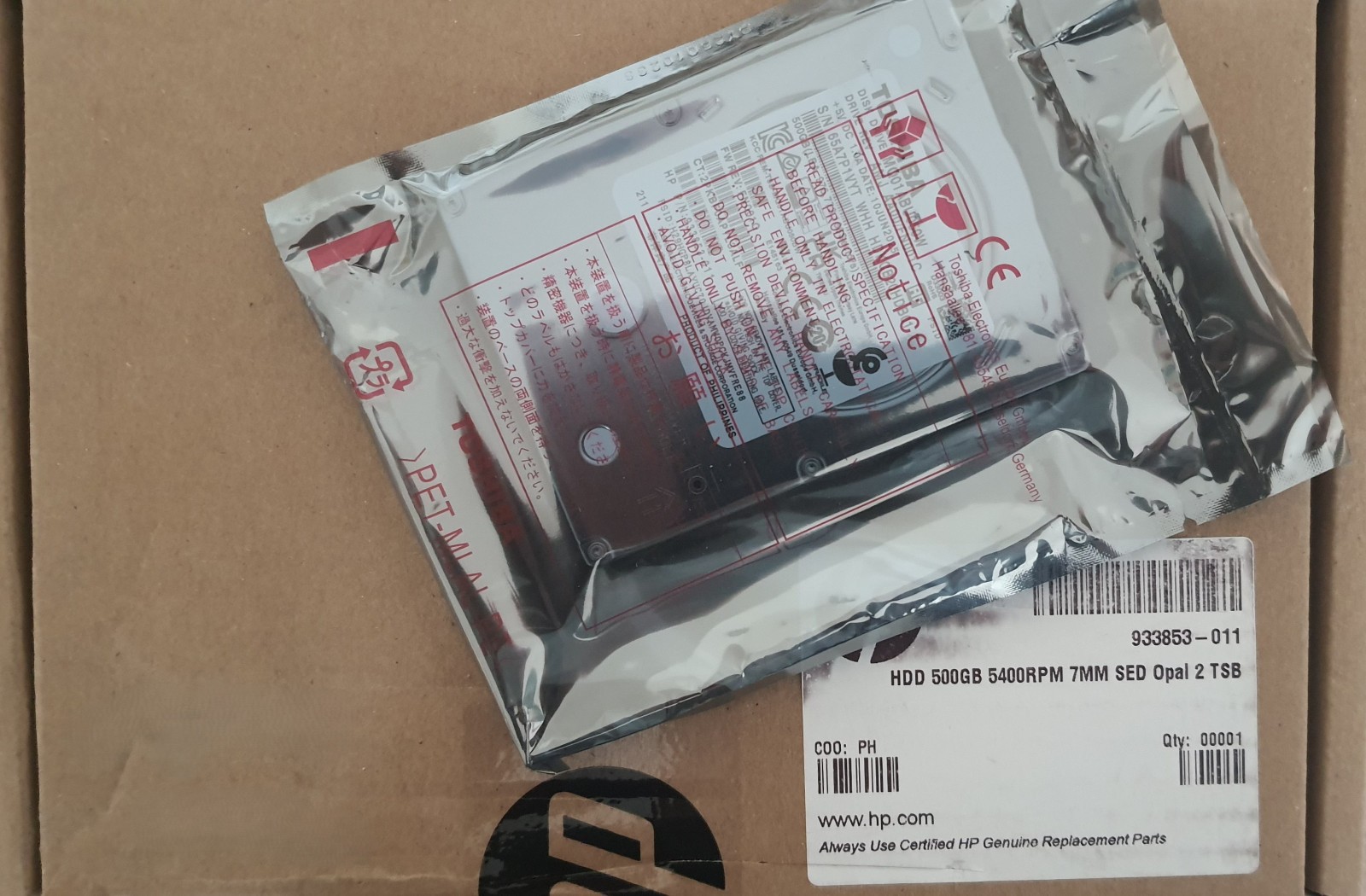 HP SP: 933853-011 HDD 500GB 5400RPM 7MM cod.W128435170