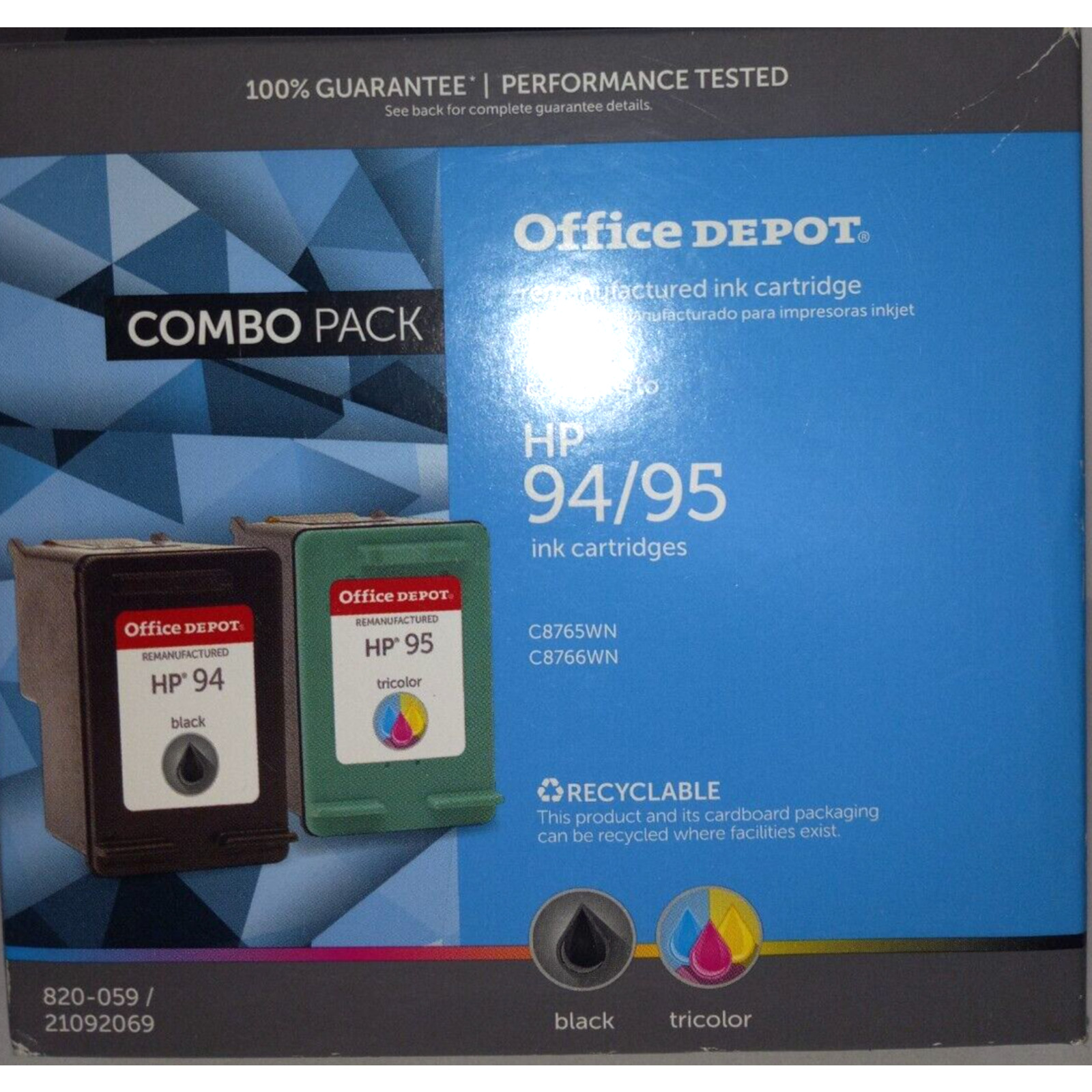 Office Depot - HP 94 Black + 95 TRICOLOR Combo Pack Ink Cartridges