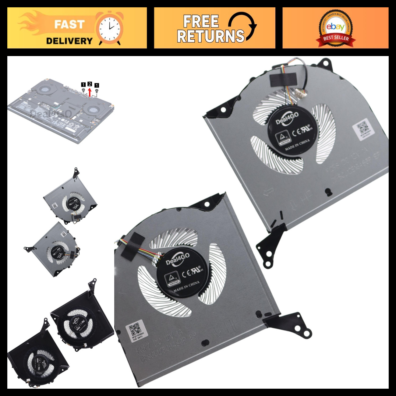 Cooling Fan Kit for Lenovo Legion Pro 7, GPU CPU Replacement, 5H40S20787