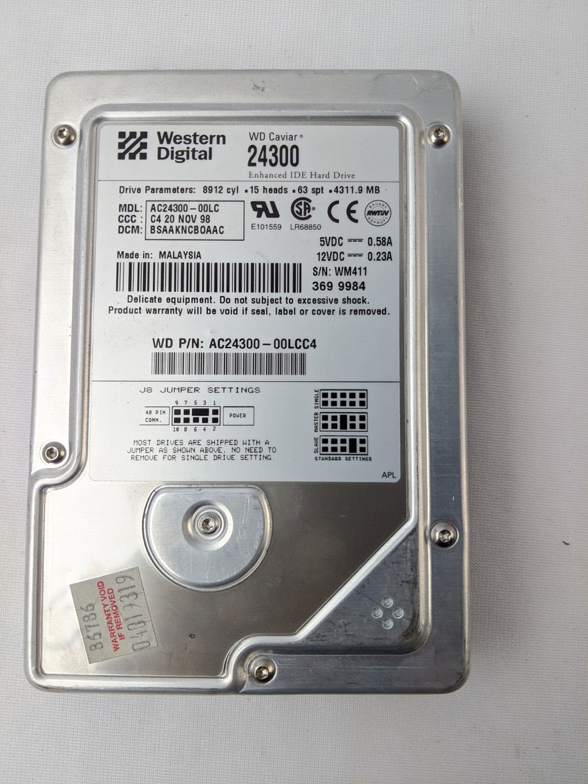 Western Digital AC24300-00LCC4	IDE Hard Drive