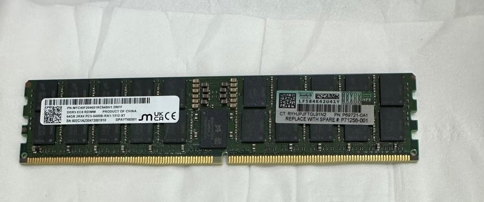 New pulled HPE 64GB 2Rx4 PC5-6400B-R Smart Kit P64986-B21 P65248-001 P69721-0A1