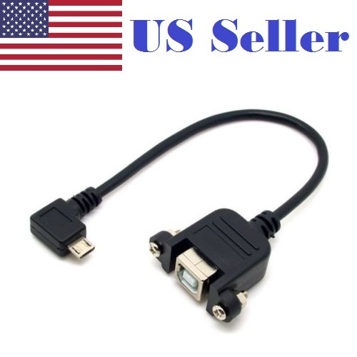 90 Degree Left Angled Micro USB 5pin Male to USB B Female Panel Mount Type Cable