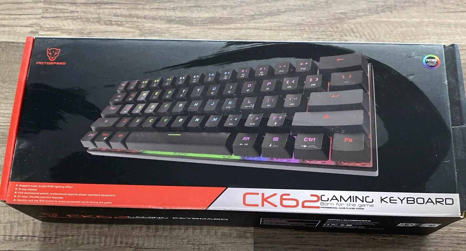 Motospeed CK62 Gaming Keyboard rGB Lighting Effect, N-key Rollover, 61 Keys /5