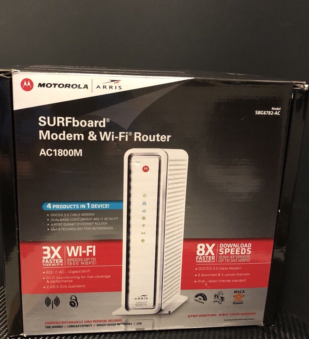 Motorola Arris SURFboard Modem & Wi-Fi Router - AC1800M - SBG6782-AC  VGC