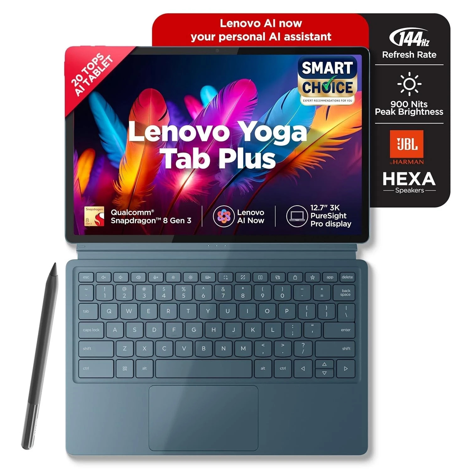Lenovo Yoga Tab Plus Smartchoice AI Tablet Pen+Keyboard(16GB RAM, 512GB) (Teal)
