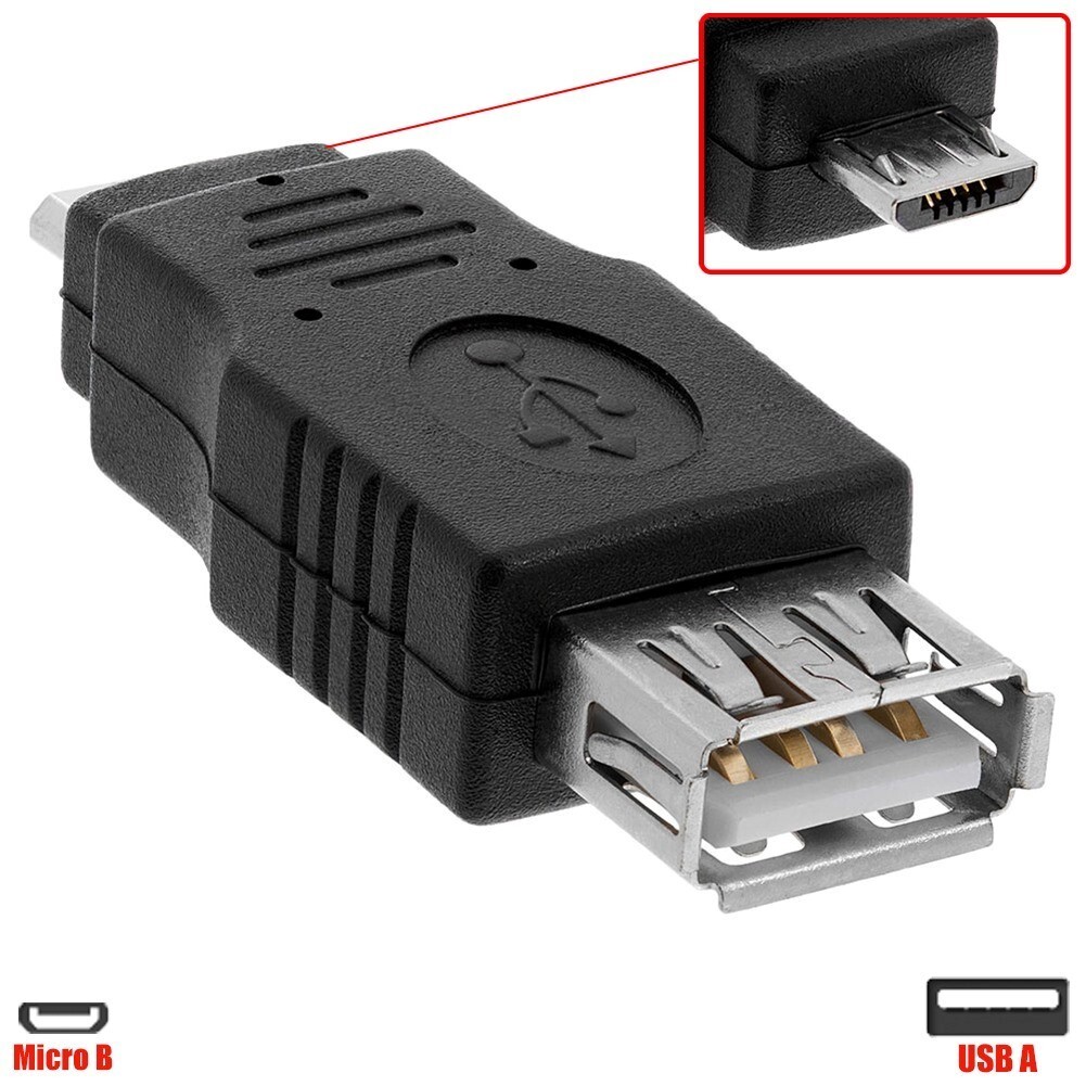 USB Type A Female to Micro B 5 Pin Male Data Charger Adapter Converter Silver