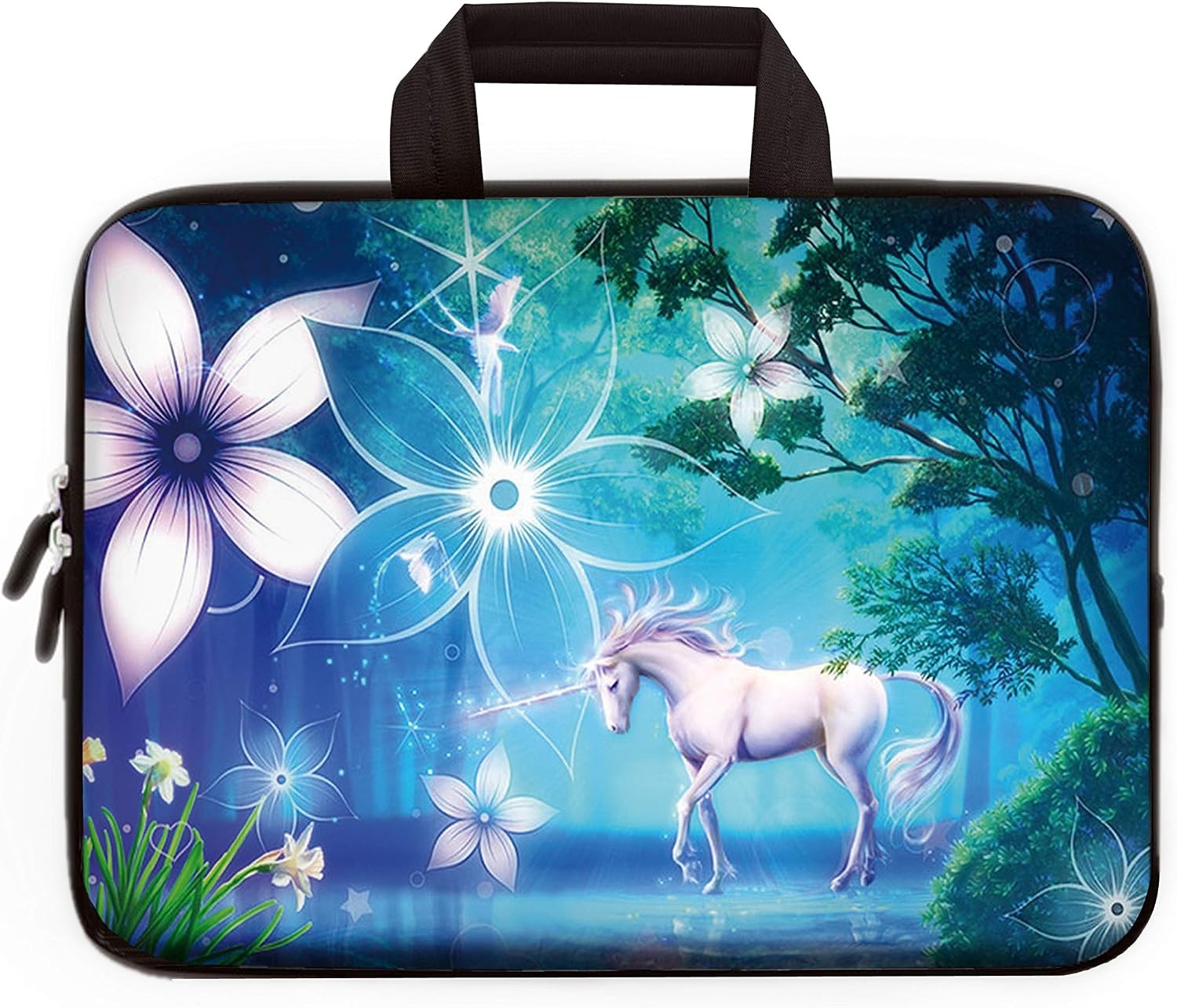 Laptop Sleeve 14 15.6 Inch Neoprene Case with Handle Cute Unicorn Notebook Cover